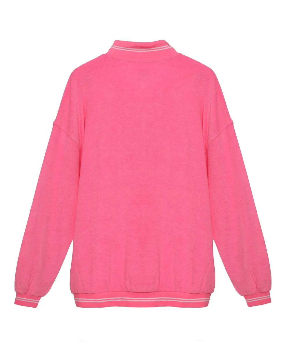 Cherub University Pink Henley Crewneck