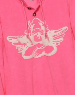 Cherub University Pink Henley Crewneck