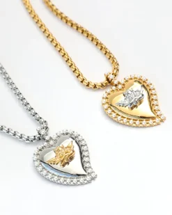 Pearl Heart Gold Logo Necklace