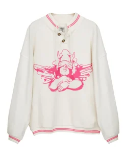 Pink Cherub University Henley Crewneck
