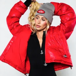 Red Puffer Logo Jacket