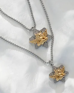 Silver/Gold Star Crossed Lovers Necklace